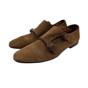 Paolo Sartori Mens Sz 43/US 9.5/10 Brown Suede Double Monk Strap Loafer Shoes